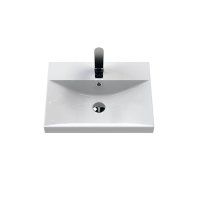 Lana 500mm Wall Hung 2 Door Vanity Unit & Basin - Satin Soft Black