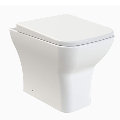 Eden Compact White WC Unit + Como Rimless Back To Wall Toilet Bundle With Round Chrome Flush Button