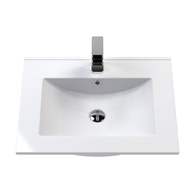 Classique 600mm Wall Hung Vanity Unit With 1 Drawer With Minimalist Ceramic Basin - Satin Green