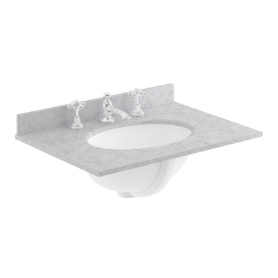 Classique 600mm Wall Hung Vanity Unit With 1 Drawer With Grey Marble Worktop With Round Basin - Soft Black