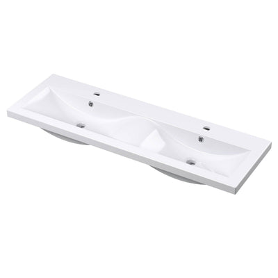 Lana 1200mm Wall Hung 2 Drawer Vanity Unit & Double Basin - Satin Midnight Blue