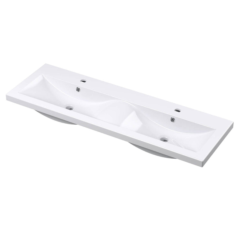 Lana 1200mm Wall Hung 2 Drawer Vanity Unit & Double Basin - Satin Midnight Blue