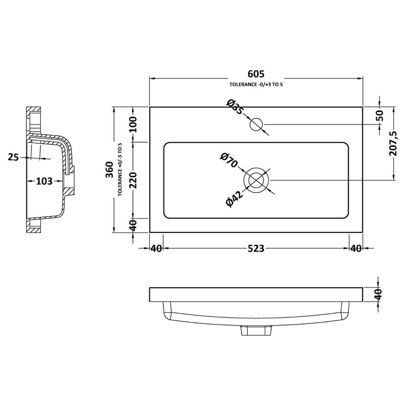 Lana Compact 600mm Floorstanding 2 Door Vanity Unit & Basin - Bleached Oak