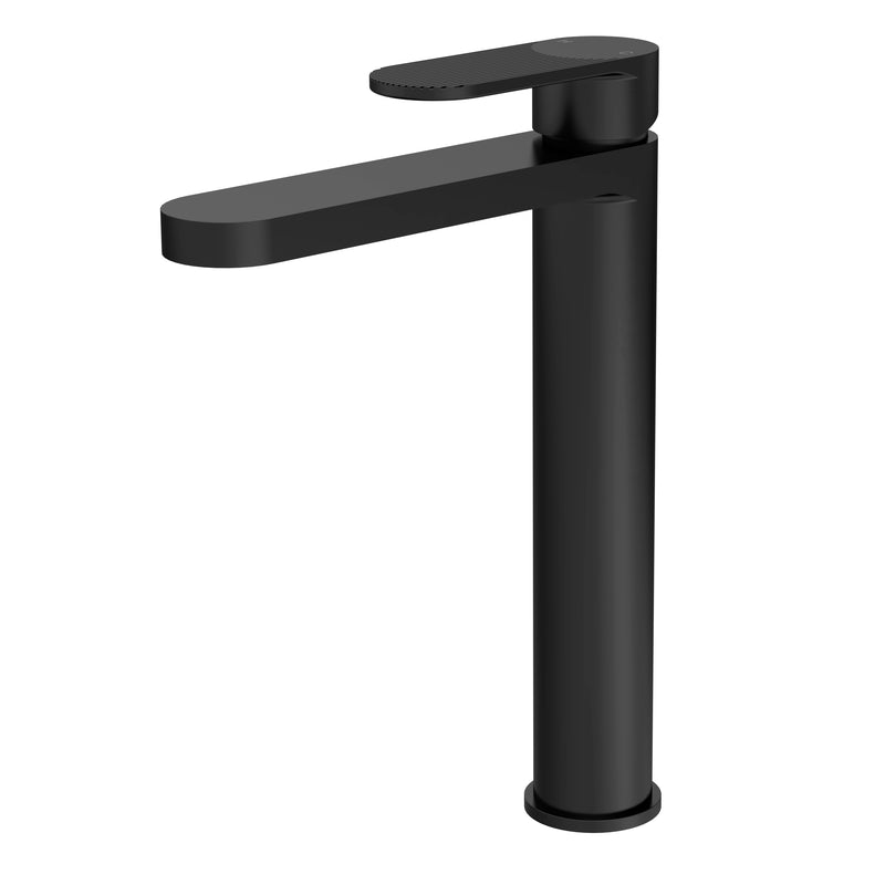 Capri Fluted Matt Black Tall Basin Mixer Tap