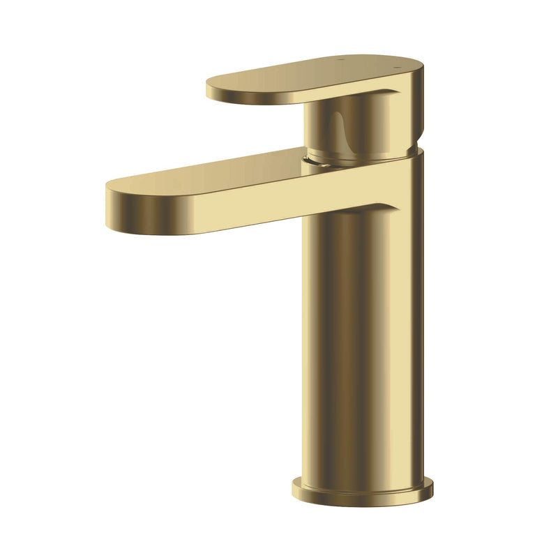 Capri Brushed Brass Basin Mixer Tap With Push Button Waste