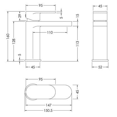 Capri Brushed Brass Basin Mixer Tap With Push Button Waste