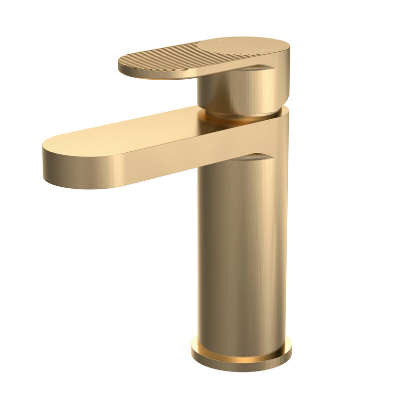 Capri Fluted Brushed Brass Basin Mixer Tap With Push Button Waste