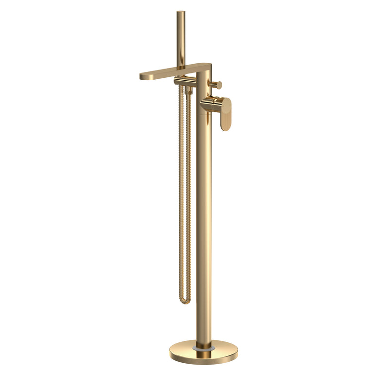 Capri Fluted Brushed Brass Freestanding Bath Shower Mixer Tap