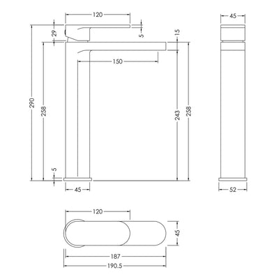Capri Brushed Brass Tall Basin Mixer Tap