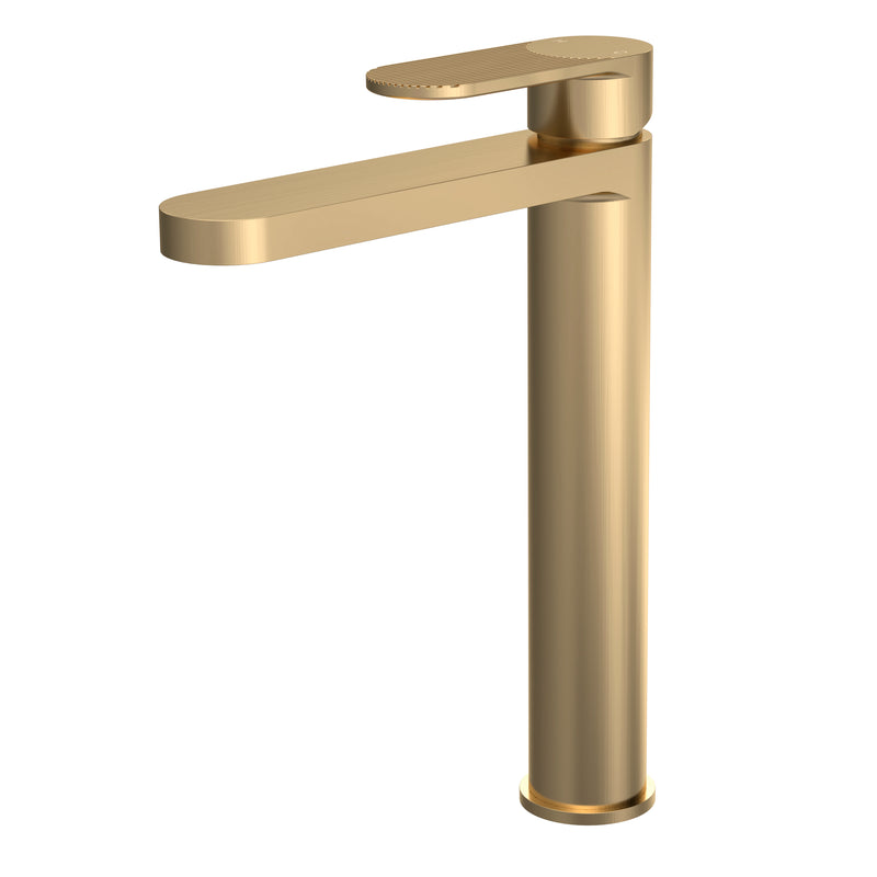 Capri Fluted Brushed Brass Tall Basin Mixer Tap