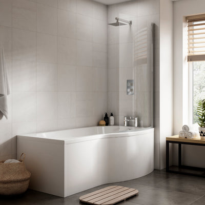 B-Shaped Shower Bath - 1500mm x 900mm, Right Hand