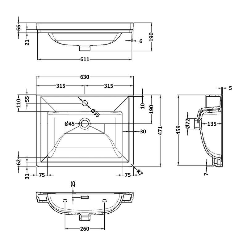 Classique 600mm Floor Standing Vanity Unit With 2 Doors With Fireclay Basin - Satin White