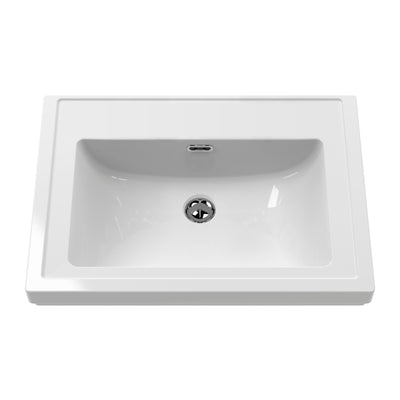 Classique 500mm Floor Standing Vanity Unit With 2 Doors With Fireclay Basin - Satin White