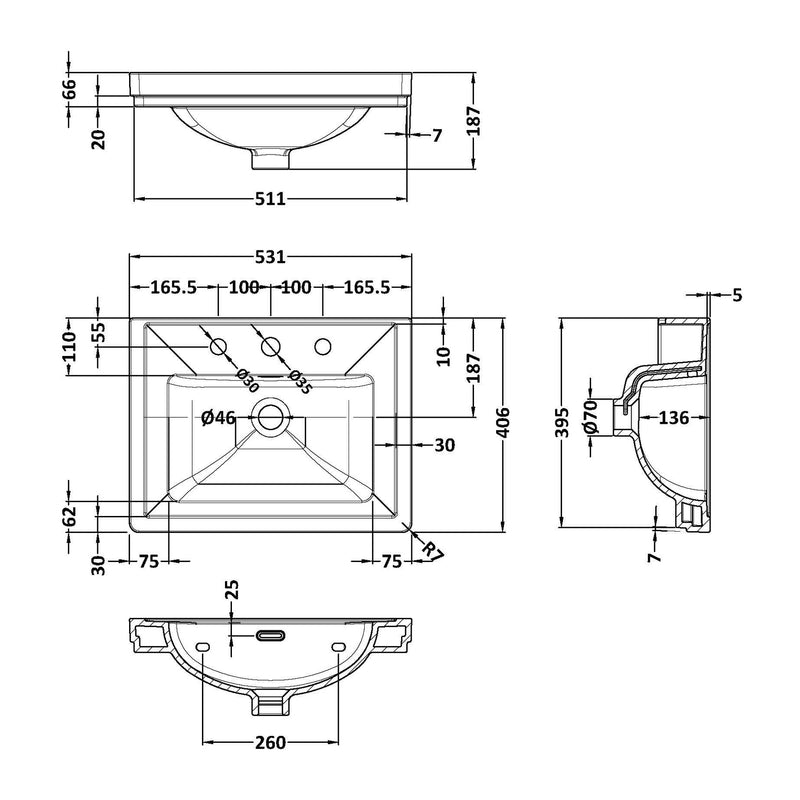 Classique 500mm Floor Standing Vanity Unit With 2 Doors With Fireclay Basin - Satin Grey