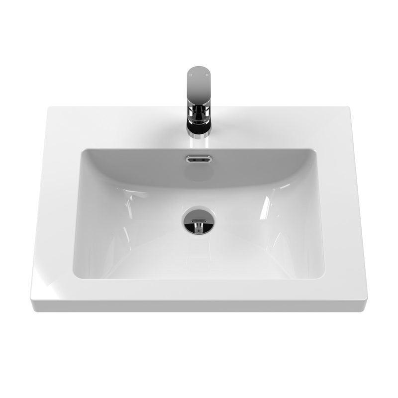 Classique 600mm Wall Hung Vanity Unit With 1 Drawer With Contemporary Basin - Satin Green