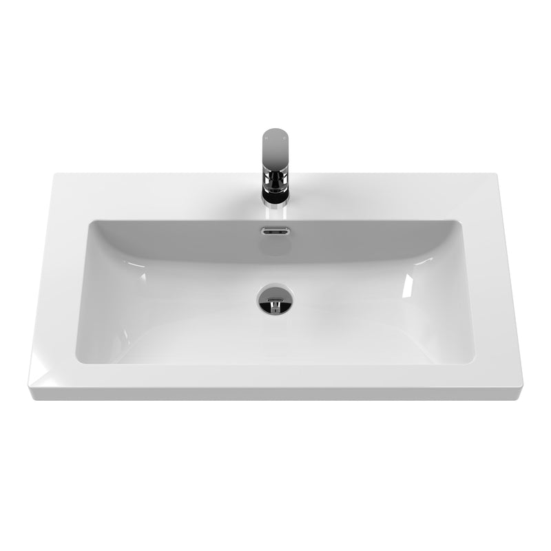 Classique 800mm Floor Standing Vanity Unit With 2 Doors With Contemporary Basin - Satin White