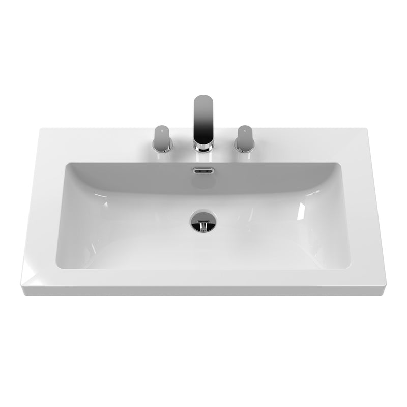 Classique 800mm Wall Hung Vanity Unit With 1 Drawer With Contemporary Basin - Satin White