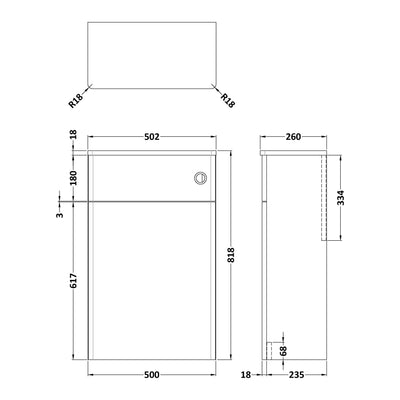 Classique 500mm WC Unit - Soft Black