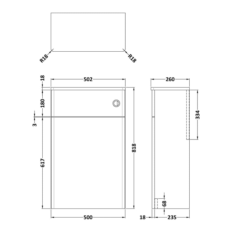Classique 500mm WC Unit - Soft Black