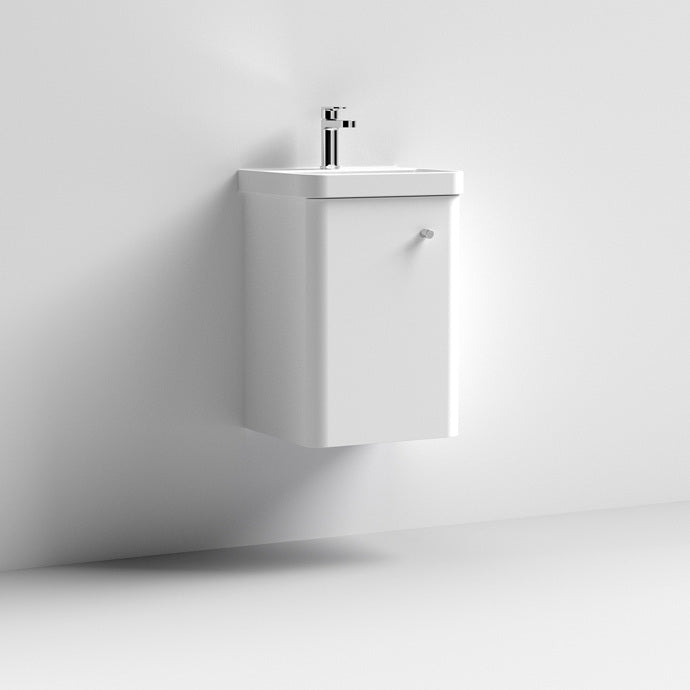 Nuie Core 400 x 335mm Wall Hung Vanity Unit With 1 Door & Ceramic Basin