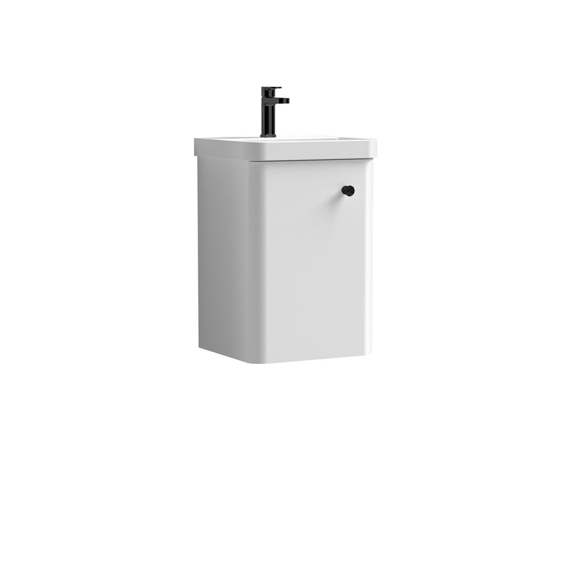 Nuie Core 400 x 335mm Wall Hung Vanity Unit With 1 Door & Ceramic Basin