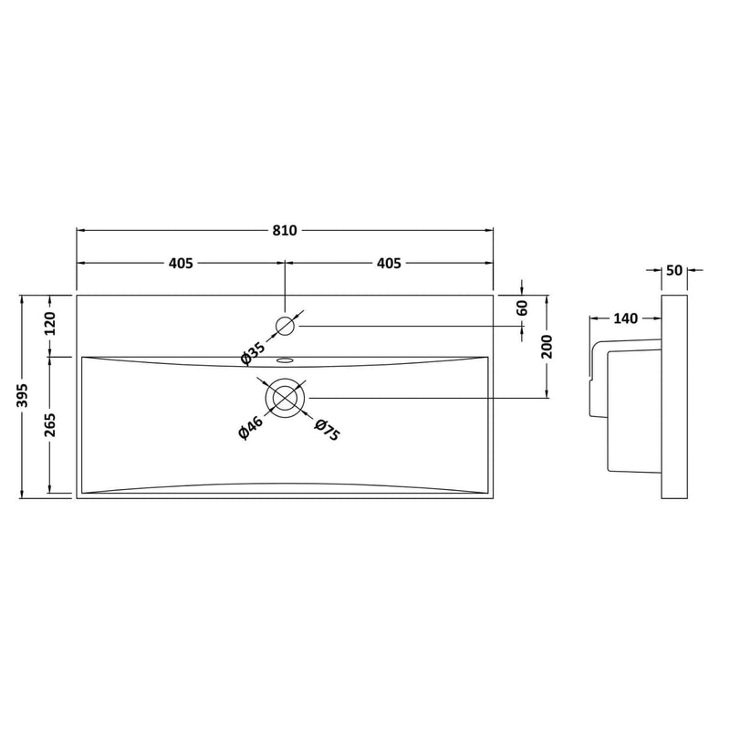 Lana 800mm Floor Standing 2 Drawer Vanity Unit & Basin Complete for Bathroom