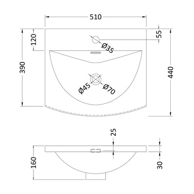 Lana 500mm Wall Hung 2 Door Vanity Unit & Basin - Satin Soft Black