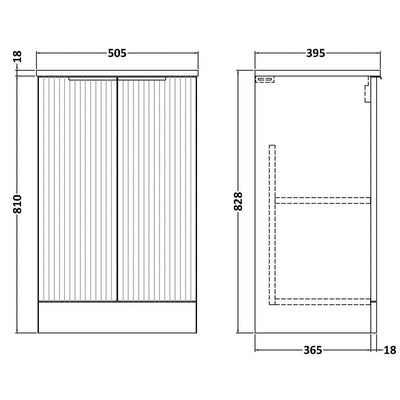Hudson Reed Fluted Floor Standing 500mm Vanity Unit & Ceramic Basin