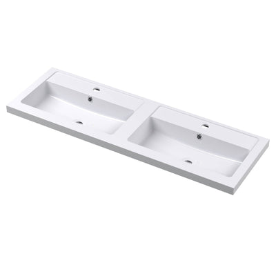 Lana 1200mm Wall Hung 2 Drawer Vanity Unit & Double Basin - Bleached Oak
