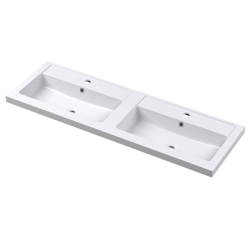 Lana 1200mm Wall Hung 2 Drawer Vanity Unit & Double Basin - Bleached Oak