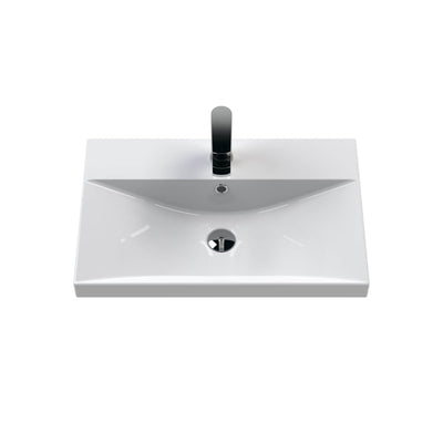 Lana 600mm Wall Hung 2 Door Vanity Unit & Basin - Bleached Oak
