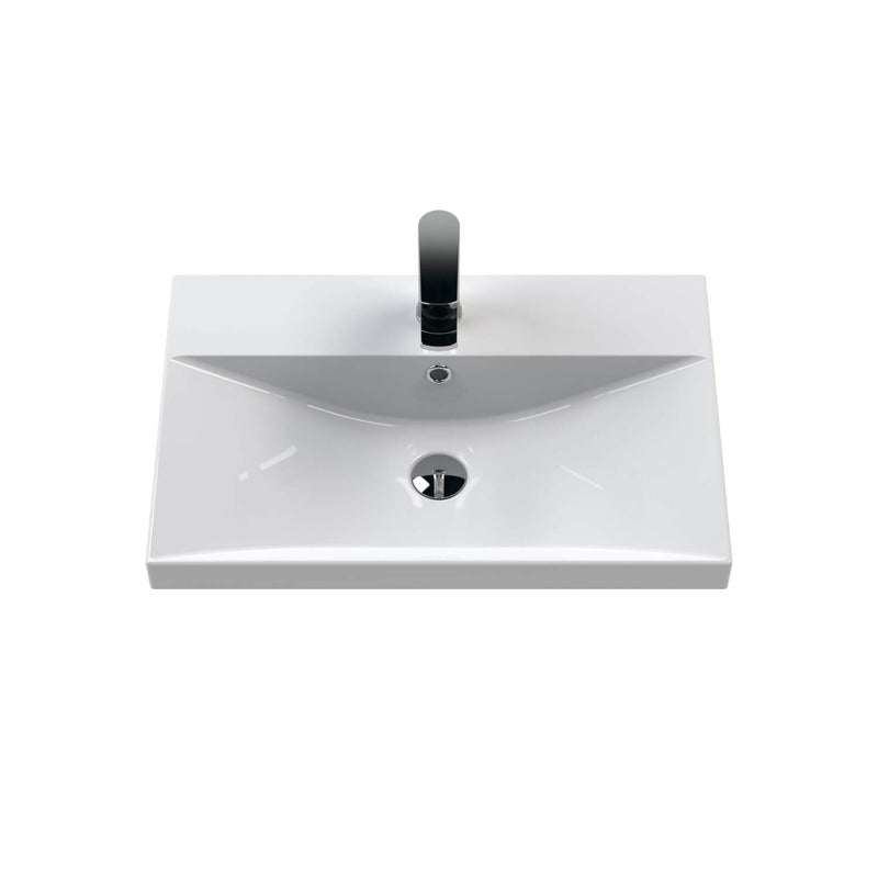 Lana 600mm Wall Hung 2 Door Vanity Unit & Basin - Bleached Oak