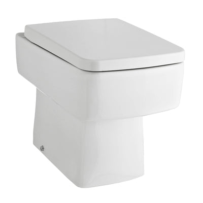 Eden Compact White WC Unit + Cape Back To Wall Toilet Bundle With Square Brushed Brass Flush Button
