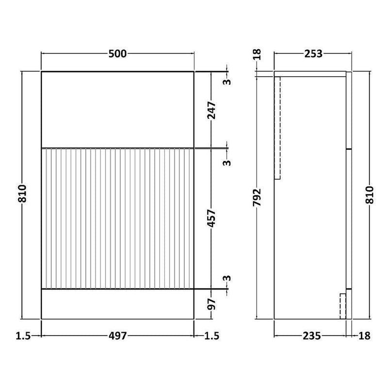 Hudson Reed Fluted 500 x 253mm WC Unit