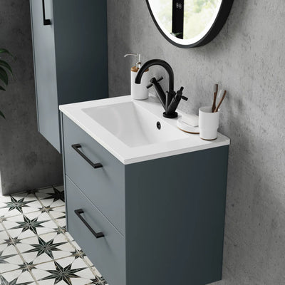 Hudson Reed Juno Wall Hung 600mm Vanity Unit With 2 Doors & Ceramic Basin