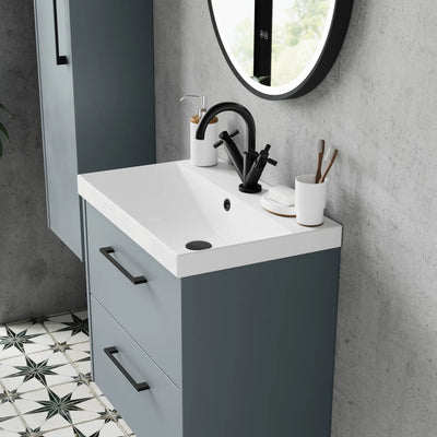 Hudson Reed Juno Wall Hung 600mm Vanity Unit With 2 Doors & Ceramic Basin
