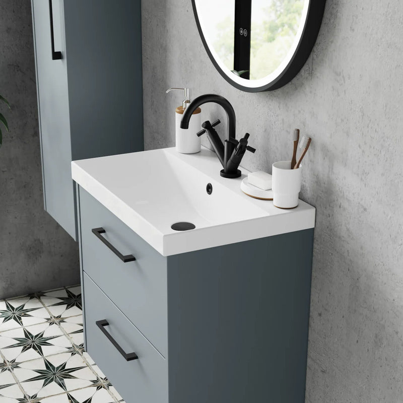 Hudson Reed Juno Wall Hung 600mm Vanity Unit With 2 Doors & Ceramic Basin