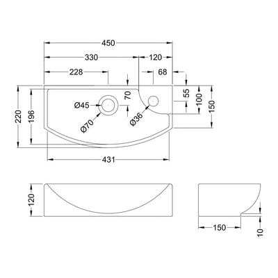 Hudson Reed Juno Compact Floor Standing 440mm Vanity Unit With Ceramic Basin