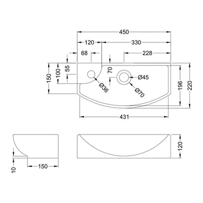 Hudson Reed Juno Compact Floor Standing 440mm Vanity Unit With Ceramic Basin
