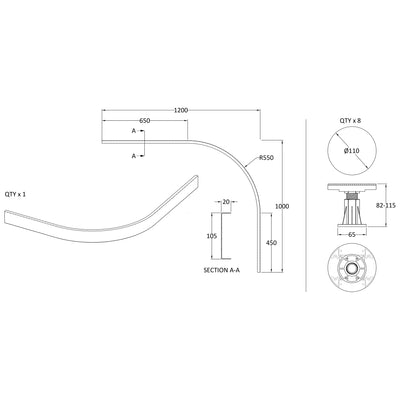 Porto Brushed Brass 6mm Offset Quadrant Shower Enclosure With Slate Effect Stone Resin Tray & Waste - 1200 x 900mm