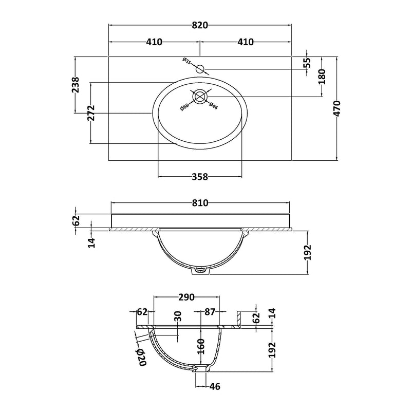 Classique 800mm Wall Hung Vanity Unit With 1 Drawer With Grey Marble Worktop With Round Basin - Satin White
