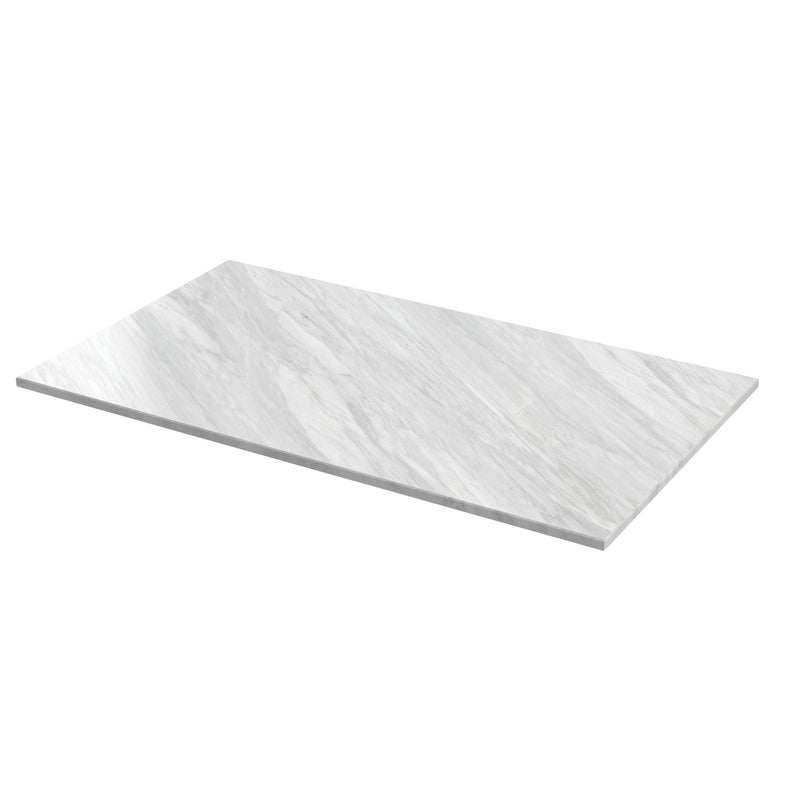 Classique 800mm Floor Standing Vanity Unit With 2 Doors With Grey Marble Worktop - Satin White