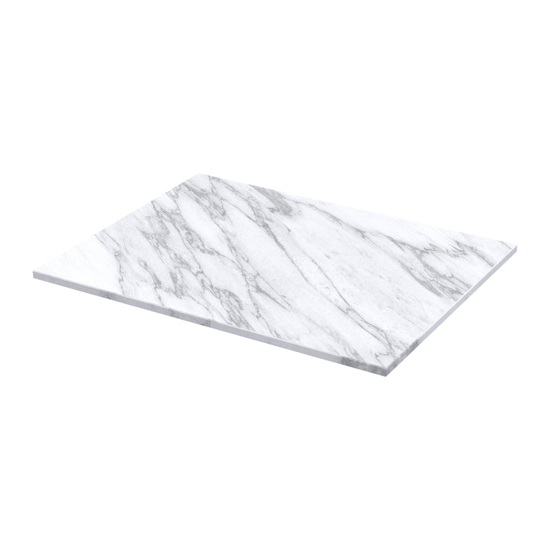 Classique 600mm Floor Standing Vanity Unit With 2 Doors With Carrera Marble Worktop - Satin White