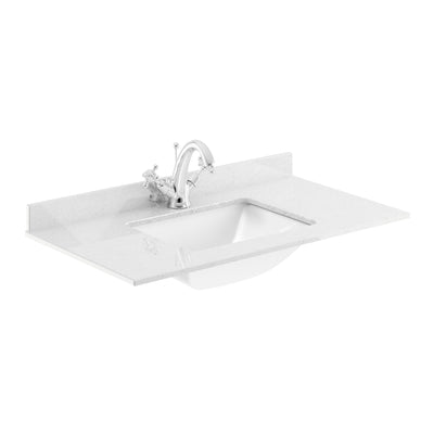 Classique 800mm Wall Hung Vanity Unit With 1 Drawer With White Marble Worktop With Square Basin - Soft Black