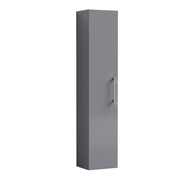 Lana 300mm Wall Hung Tall Storage Unit With 1 Door - Satin Grey