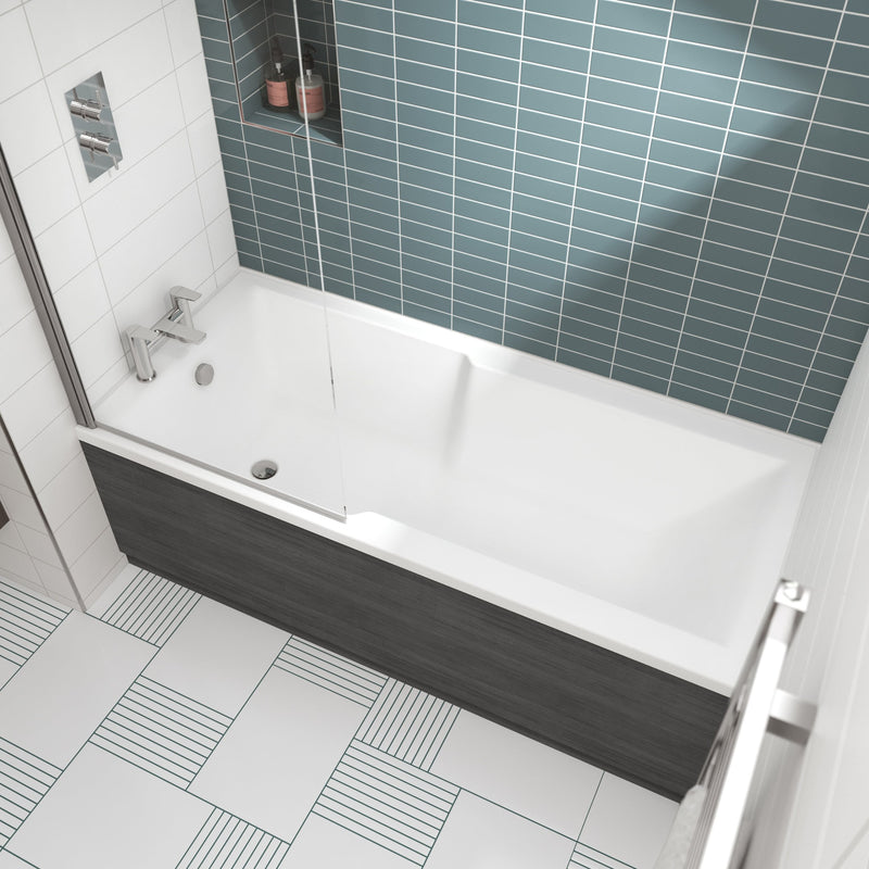Eternalite Reinforced Square Straight Shower Bath - 1700 x 750mm