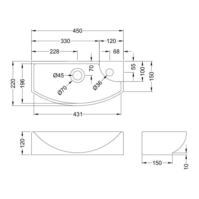 Hudson Reed Juno Compact Floor Standing 440mm Vanity Unit With Ceramic Basin