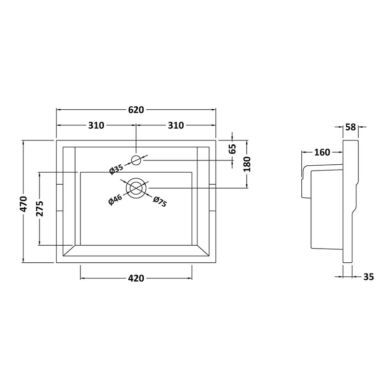 Classique 600mm Floor Standing Vanity Unit With 2 Doors With Traditional Basin - Satin Grey