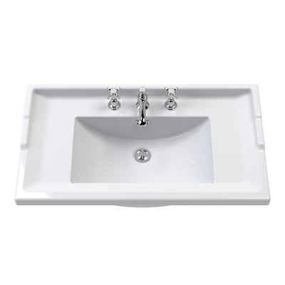 Classique 600mm Wall Hung Vanity Unit With 1 Drawer With Traditional Basin - Satin White