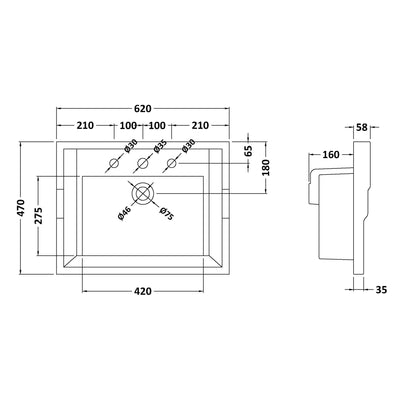 Classique 600mm Wall Hung Vanity Unit With 1 Drawer With Traditional Basin - Satin White